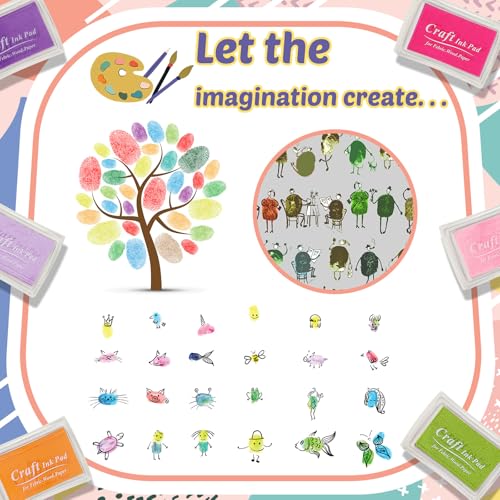 Jexine 30 Colors Stamp Pad Washable Stamp Ink Pad Craft for Kids Finger Print for Rubber Card Making, Stamping, Scrapbooking Best Gift for Kids