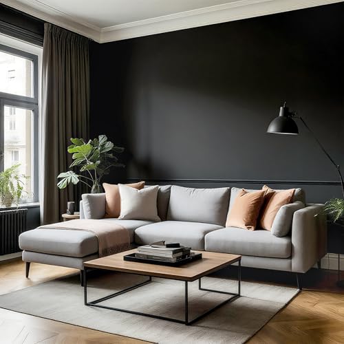 Ismoon Peel and Stick Wallpaper Solid Contact Paper Black Wallpaper 15.7''x118''Matte Black Removable Self-Adhesive Renter Friendly Wall Paper for Bedroom Thickening Waterproof Modern Vinyl - color: Matte Black, size: 15.7" x 118"