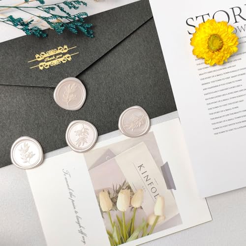 Pollize 50Pcs Wax Seal Stickers, Wedding Invitation Envelope Stickers - color: Champagne