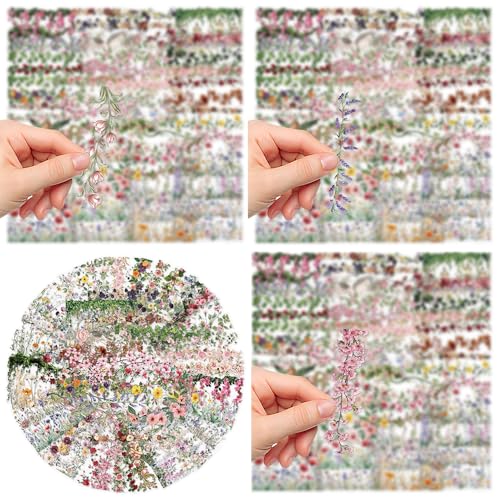 60PCS Watercolor Floral Vine PET Stickers Clear Waterproof Aesthetic Garden | Transparent Decals for Journals, Scrapbooking, Water Bottles, Laptops, Botanical Vine Designs, No Repeat, for Adults - style: Watercolor Floral