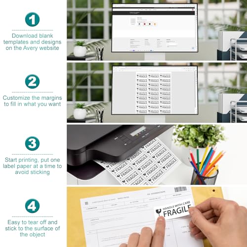 Address Labels 1" x 2-5/8" Matte Sticker Paper, 30 Up 250 Sheets (7500 Labels), Printable Shipping Mailing Labels for Inkjet & Laser Printer, White Blank Label Sheets for Small Business & Office - size: 250sheets, style: 30 up-1"x2-5/8"