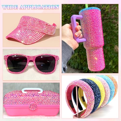 BELLEBOOST 36000Pcs Hot Pink AB Rhinestones Bedazzling Kit - color: Hot Pink AB 2-6mm, size: Large Pack with Glue
