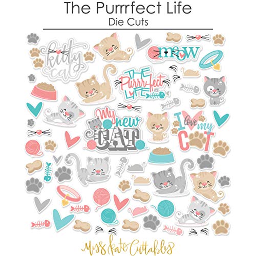 Paper Die Cuts - The Purrrfect Life - for Cat Kitten - Over 60 Cardstock Scrapbook Die Cuts - by Miss Kate Cuttables