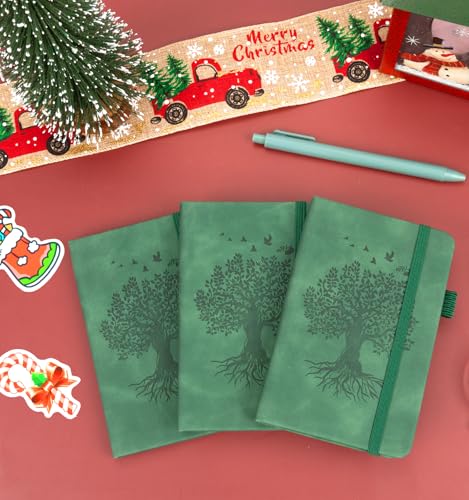 3 Pack Pocket Notebooks (3.7x" 5.7") A6 Small Notebook 100 GSM Thick Paper | Note Taking Journaling Notebooks Journals For Writing Mini Note Pads With Pen Holder( Green) - color: 3 Green