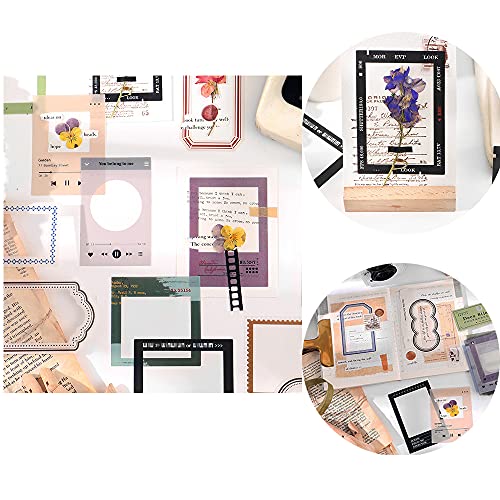 60Pcs Scrapbook Sticker Photo Frame PET Decorative Decal Stickers Paper for DIY Scrapbooking Planner Journal Notebook Photo Album Art Hand Craft Bullet