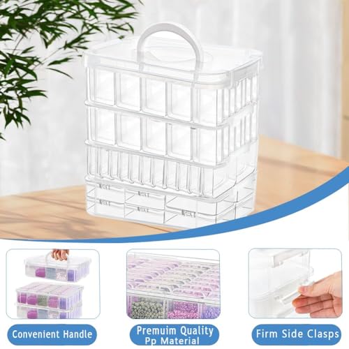 131pcs Bead Storage Container,4Tier-Bead Organizer Boxes And Craft Storage Boxes, Storage Stackable portable box,DIY Jewelry Craft Nails, Bracelets, Jewelry, Diamonds, Pens, (4Tier) - color: 4 Tier