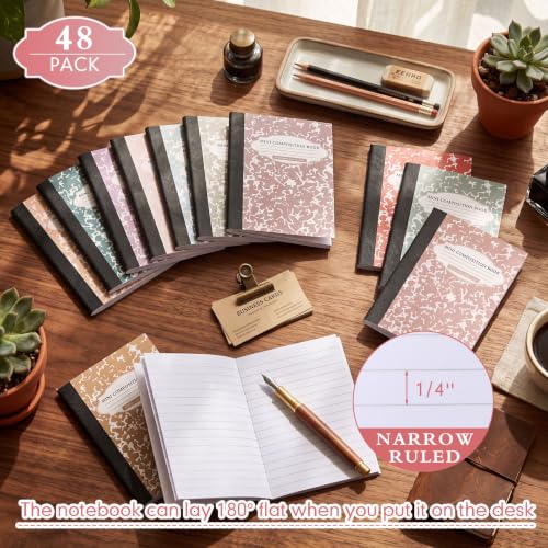 Colarr 48 Pack Mini Composition Notebook, Assorted Marble Covers 4.5 x 3.25 Inch Narrow Ruled Mini Pocket Marble Journal Notebooks for School Office, 120 Pages (60 Sheets), 12 Colors(Morandi 2) - color: Morandi 2