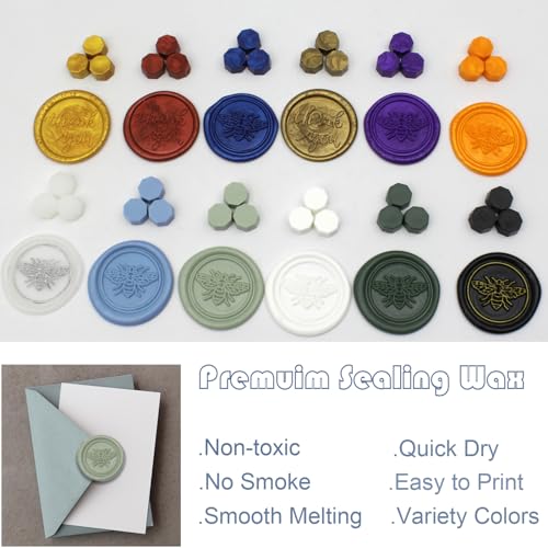 Wax Seal Beads Kit - 300pcs Dusty Blue Sealing Wax Beads with Wood Melting Warmer, Spoon & 10 Mini Candles for Stamp Seals, Wedding Invitation, Envelope, Cards, Gift Wrapping Decorations - color: Dusty Blue