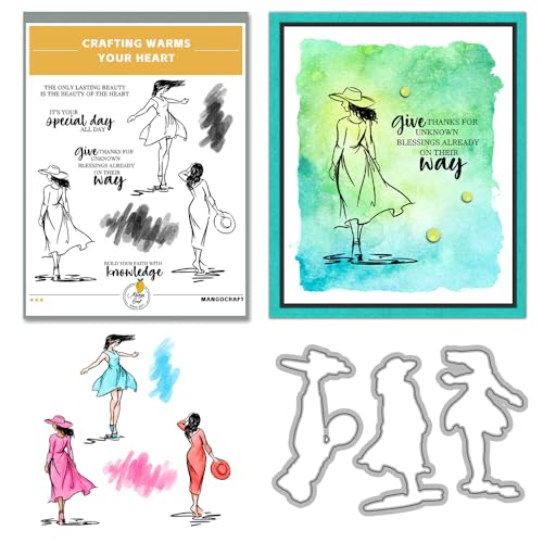 Clear Stamps and Metal Cutting Dies Set for Card Making Scrapbooking, DIY Craft Stamps and Dies Kit for Journaling, Albums, Greeting Cards, Holiday Cards, Birthday, Christmas (YX1909) - color: YX1909
