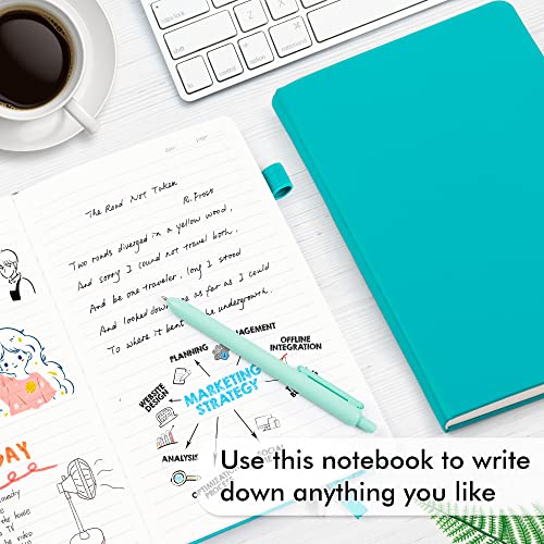 feela 18 Pack Journal Notebook for Work, Business Notebook Bulk Hardcover Lined Writing Journal with Pen Holder for Men Women Note Taking, with 18 Black Pens, 120 GSM, 5.1”x8.3”, A5, Emerald - color: 18 Emerald