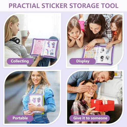 A5 Sticker Storage Organizer Binder Collecting Book Album, Purple - color: purple