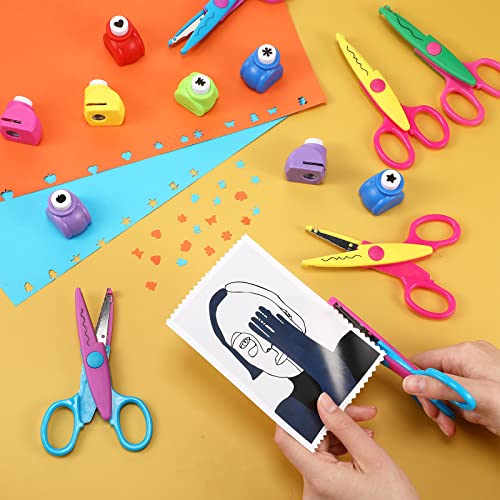 Gueevin 22 Pcs Craft Scissors Decorative Edge and Hole Punch Shapes Craft