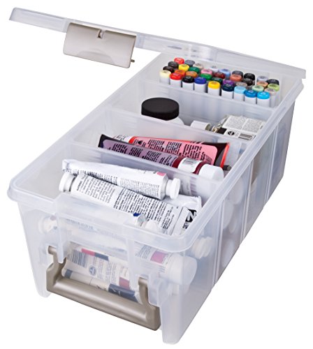 ArtBin Semi Satchel Portable Craft Organizer with 3 Dividers - Clear Plastic Storage Case for Art & Craft Supplies - color: Gold, size: Pack of 1