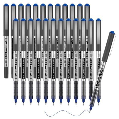 Shuttle Art RollerBall Pens, 25 Pack Blue Fine Point Roller Ball Pens, 0.5mm Liquid Ink Pens for Writing Journaling Taking Notes School Office - color: Blue, size: 1 Count (Pack of 25)