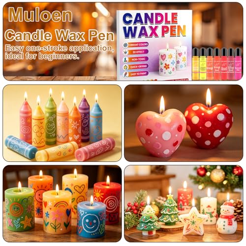 Candle Wax Pen 26 Colors Set - 3D Candle Paint with Glitter Gold Silver, Smooth Drawing Wax Pen for DIY Candle Making, Birthday, Wedding Party, Non-Toxic, Fast-Drying, Long-Lasting Color - 0.35oz/10ml