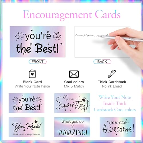 Thank You Cards Small Business 120Pcs Encouragement Cards, Holographic Appreciation Motivational Inspirational Card You Are Awesome Gratitude Card Gift for Business Employees Student Teacher Volunteer - color: Motivational Cards, size: 120 PCS