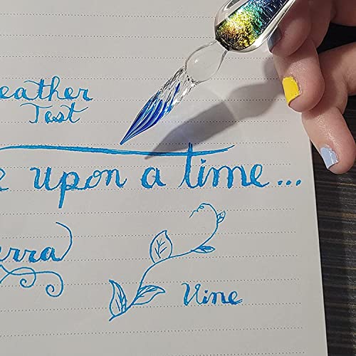 Glass Dip Pen Set,Calligraphy Pen,Crystal Signature Pen for Art, Writing, Signatures -Decoration and Business Gift - color: Rainbow colors