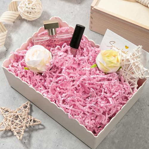 Mefleet 1/2 LB Crinkle Paper Filler Light Pink Shredded Paper for Gift Box - color: Light Pink