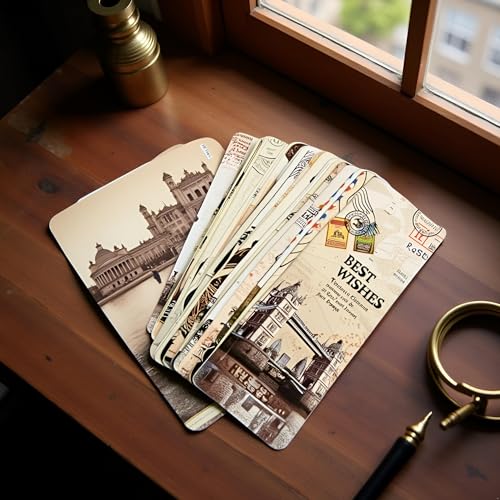 30 Pcs Vintage European Scenes Retro Old Travel Postcard Bookmarks, Note Pads, Memo Pads Book Covers and Book Accessories, Bookmarks