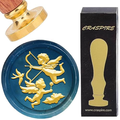 CRASPIRE Angel Wax Seal Stamps Cupid Sealing Wax Stamp Bird Valentine's Day Removable Brass Head with Rosewood Handle for Envelopes Wedding Invitations Cards Letters Wine Gifts Packages Christmas - style: Angel-0458