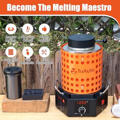 TOAUTO 5Kg PID Resistance Gold Melting Furnace TRF5000 1800W 2102°F | Digital Smelting Furnace Smelter Kiln Kit for Gold Silver Copper Aluminum, Metal Recycle Home Melting Casting Tool