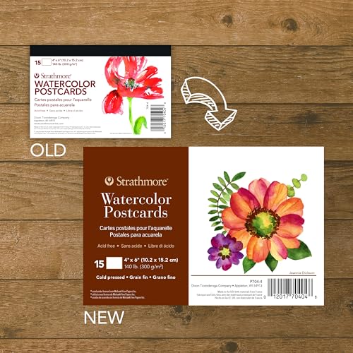 Strathmore Watercolor Postcard Pad, 4x6 inches, 15 Pack - Custom Greeting Cards for Weddings, Events, Birthdays - color: Watercolor