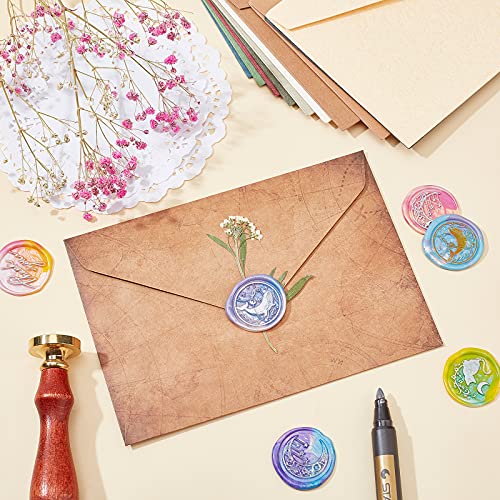 CRASPIRE Octopus Wax Seal Stamp Ocean Vintage Sealing Wax Stamps Animal Retro Removable Brass Stamp Head with Wood Handle for Wedding Invitations Envelopes Halloween Wrapping