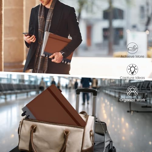 Hardcover Refillable Notebook with Removable Divider Tabs, 300 Pages Leather 5 Subject Discbound Notebook College Ruled for Work School Note Taking,10x11.5" Lined Journal for Men & Women,Dark Brown - color: Dark Brown, size: Large