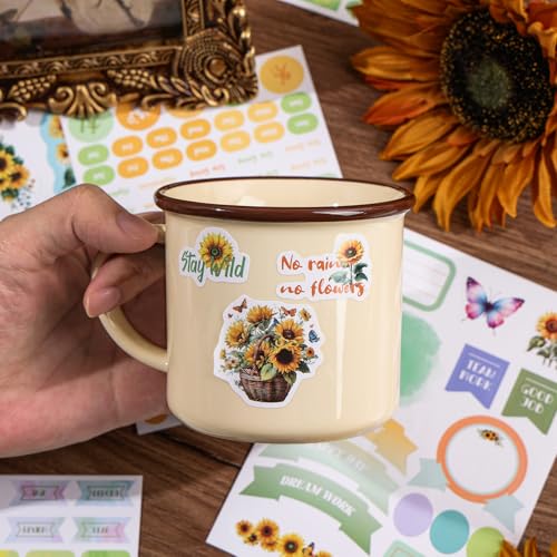 Aesthetic Sunflower Planner Sticker Book 25 Sheets with 600+ Decorative Stickers for Journaling, Scrapbooking, Bullet Journal, Happy Planner, DIY Stationery Supplies Gifts for Women Girls Teens Kids - style: Sunflower
