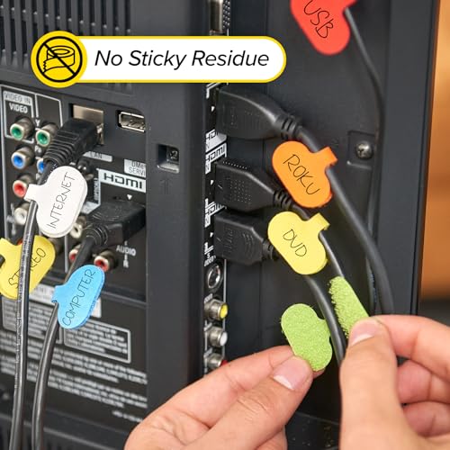 Wrap-It Storage - Cable Labels - Oval, Multi-Color (36 Pack) | Write-On Wire Tags for Cord Identification with Power Strips Behind Desks and TVs - color: Assorted Colors, size: Oval