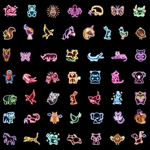 100pcs Neon Animal Waterproof Vinyl Stickers - Cute Animal Decor & Party Favors for Goodie Bag, Water Bottle, Classroom Prizes