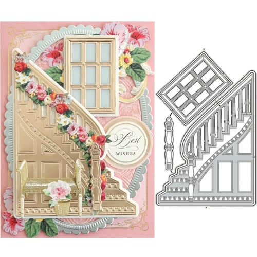 Lapoo 3D Backgrounds Frame Metal Cutting Die for Scrapbooking, New Cutting Dies DIY Album Card Making Decor Paper Craft Metal Die Cuts Party Wedding Decorations (Attic 6.5 x 4.3 in) - color: Attic 6.5 x 4.3 in