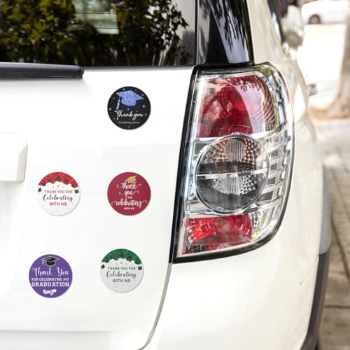 Pack 90 Pcs Thank You Stickers for Party Favors for Celebrating with Us Graduation Labels School Supplies Funny Cute Aesthetic Sticker Round Waterproof Small Vinyl Decals Bulk - color: Purple A24