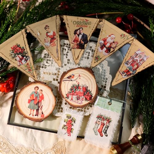 CATaireen Rub on Transfers for Crafts Vintage Scrapbooking Stickers Small Decals Adults Journaling DIY Supplies Use for Fabric Paper Wood Stone Canvas Acrylic Cloth (Christmas Characters) - style: Christmas Characters