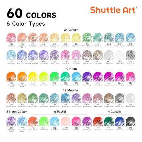 Shuttle Art Gel Pens, 120 Pack Gel Pen Set Packed in Sturdy Box, 60 Unique Colors with 60 Refills for Adults Coloring Books Drawing Doodling Crafts Scrapbooking Journaling - color: 120 Pack in Box
