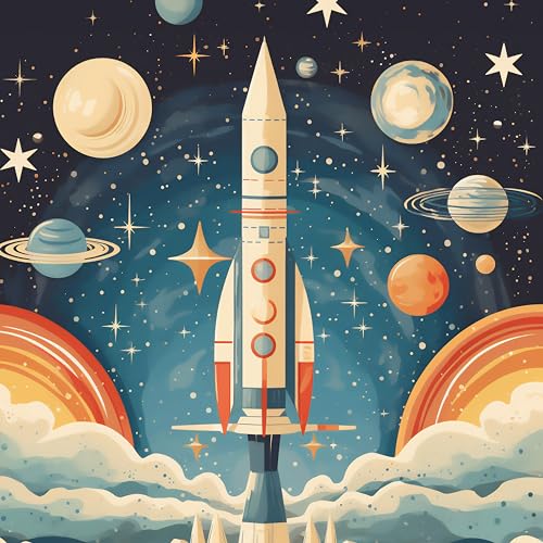 RICCO BELLO Wide Ruled Hardcover Diary Journal, Space Rocket - color: Space Rocket