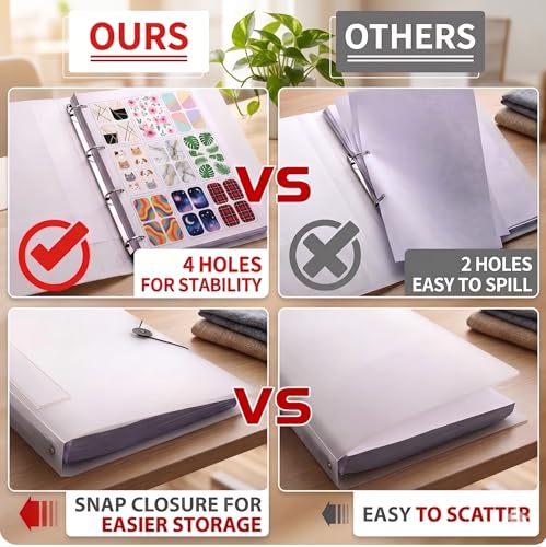 Nail Sticker Organizer Book, 2/4/9-Pocket A4 Binder for Nail Art Stickers & Stamping Plates Storage, Clear Pocket Protector Album