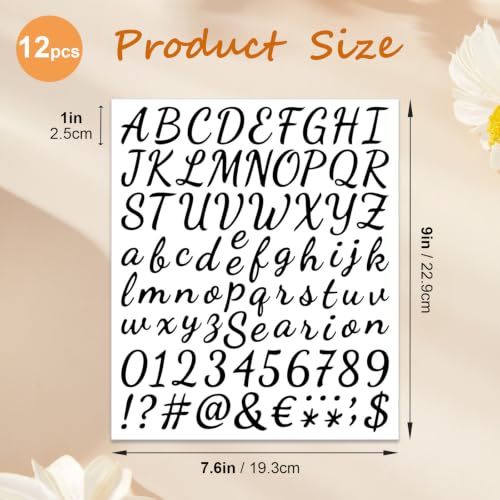 12 Sheets 1008 Pcs Vinyl Letters Numbers Stickers Kit, 1 Inch Waterproof Self Adhesive DIY Cursive Sticker Alphabet Number Letter Decals for Sign, Craft, Door, Mailbox, Office, Classroom Decor (Black) - color: Black