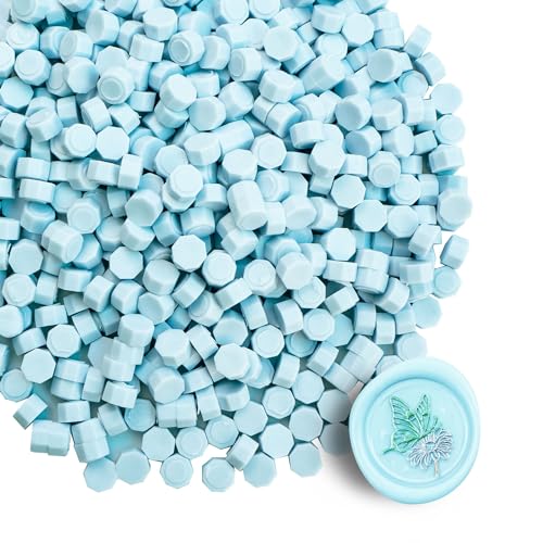 Premium Wax Seal Beads - 520 Ice Blue Sealing Pellets for Letters, Greeting Cards, Wine Bottles & Crafts | Professional-Grade for Wedding Invitations & DIY Projects - style: Ice Blue