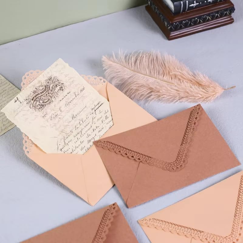 160mmX113mm 10 pieces Lovely Makaron Color Vintage Hollow Lace Envelopes - color: Orange
