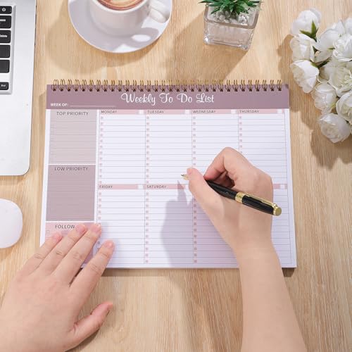Thboxes Weekly To Do List Notepad, 8.5"x11" Desk Planner 52 Sheets, Lilac - color: Lilac