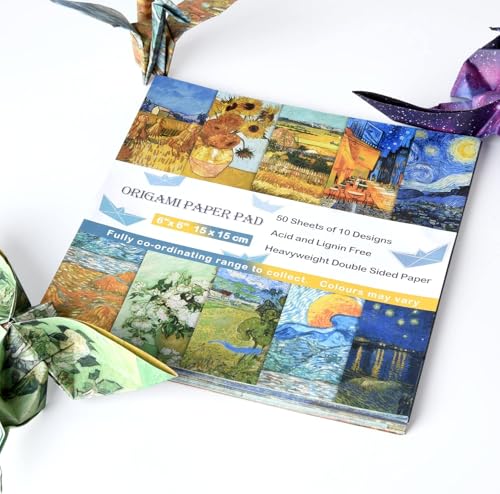 Origami Paper 6x6" Double Sided 100Sheets 20Colors Origami Kit,Craft Paper - color: 100sheets-Van gogh Monet