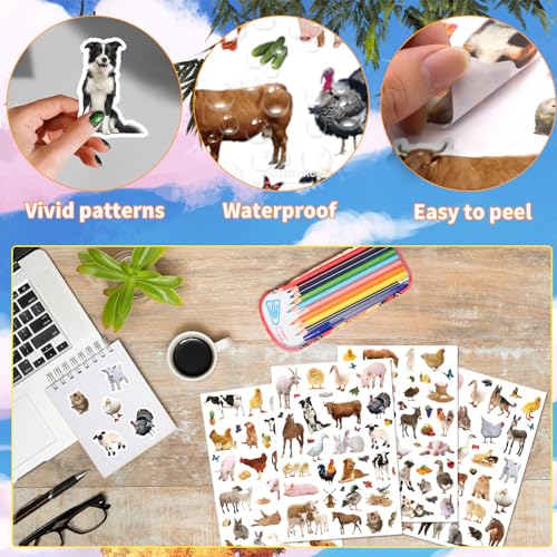 Farm Animals Stickers 720 Count Farm Animal Barnyard Cow Sheep Chicken Stickers Party Favors Gifts Sticky Decor for Scrapbook Calendar Planner Gift Wrap Decor - color: Farm