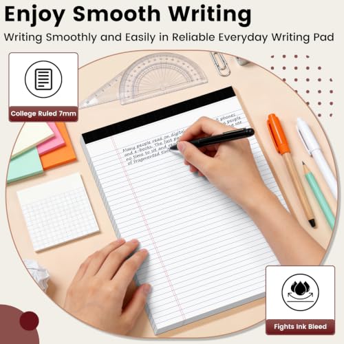 Legal Pads 8.5 x 11 Notepad, 4 Pack White Note Pads, College Ruled Notepads - color: White, size: 8.5x11 In -4 Pack -30 Sheet