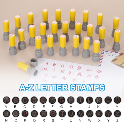 PATIKIL Letter Stamps Self Inking, Character U 7mm Alphabet Teacher Stamp Initial Stamp Mini Ink Stamp with Refill Ink for Class Notebook Scrapbooking DIY Craft, Yellow Shell - style: Letter U
