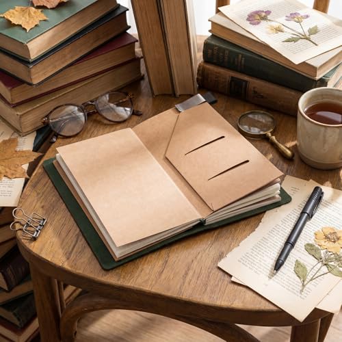 Thenshop Leather Travel Notebook 3 Inserts, Green, Stand Size - color: Green, size: Stand Size