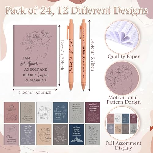 Mooliwe 48 Pcs Affirmation Notebooks Pens Bulk Gifts, Gratitude,Prayer | Small Bags Included, Motivational Notepads for Women, Daily Affirmations Journal, Stress Relief Self-care, Employee Rewards - style: Prayer