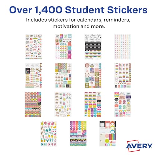 Avery Student Planner Stickers Pack, 30 Sticker Sheets, 1,452 Total, School Planners, Journals or Calendars (6784) - color: Student Pack