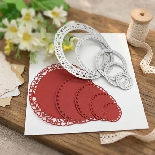 Round Heart-Shaped Frame Background Frame Die Cuts for Card Making, Circle Shaped Metal Cutting Dies, Metal Die Cutting Mold, Scrapbooking Dies, DIY Etched Embossing Stencil for Crafts - color: Silver-36round
