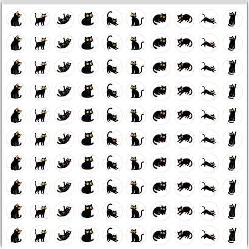 500Pcs 5 Sheets Black Cat Planner Stickers 0.5 Inch Mini Calendar Sticker Cat Self Adhesive Waterproof Decals for Journal Envelope Scrapbooking Activities Scheduling Party Marking Decor - style: Cat